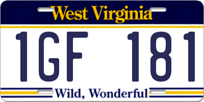 WV license plate 1GF181
