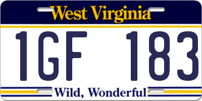 WV license plate 1GF183