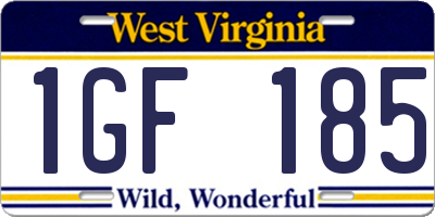 WV license plate 1GF185