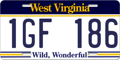 WV license plate 1GF186