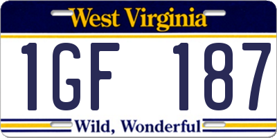 WV license plate 1GF187
