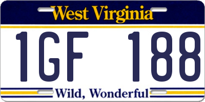 WV license plate 1GF188