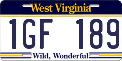 WV license plate 1GF189