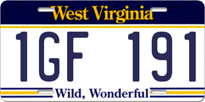 WV license plate 1GF191