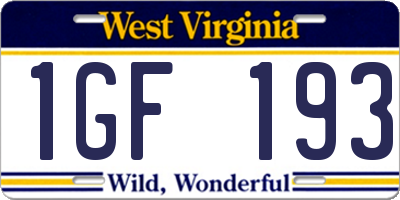 WV license plate 1GF193