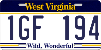 WV license plate 1GF194