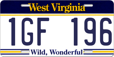 WV license plate 1GF196