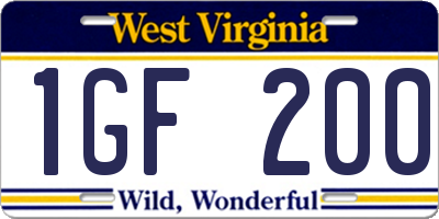 WV license plate 1GF200