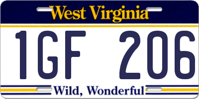 WV license plate 1GF206