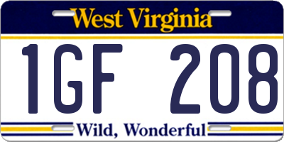 WV license plate 1GF208