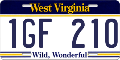 WV license plate 1GF210