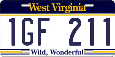 WV license plate 1GF211
