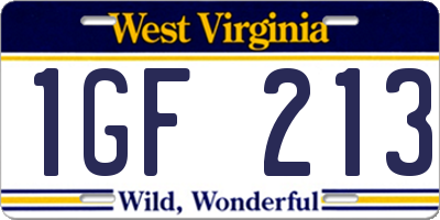WV license plate 1GF213