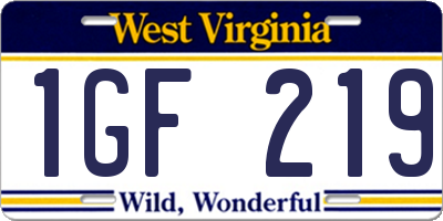 WV license plate 1GF219