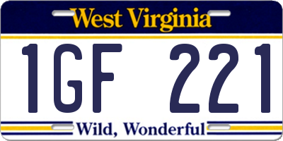 WV license plate 1GF221