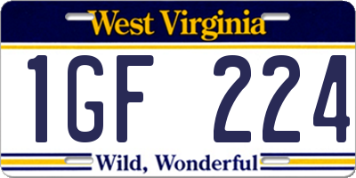 WV license plate 1GF224