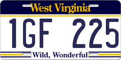 WV license plate 1GF225