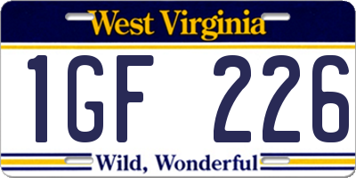 WV license plate 1GF226
