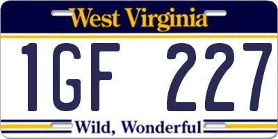 WV license plate 1GF227