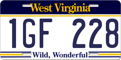 WV license plate 1GF228