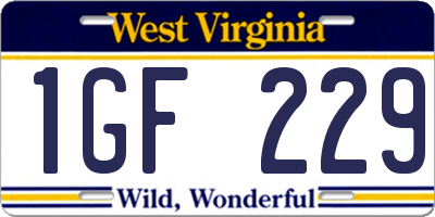 WV license plate 1GF229