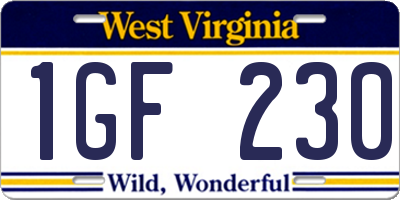 WV license plate 1GF230