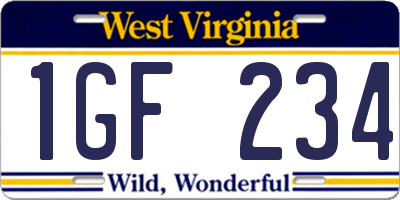 WV license plate 1GF234