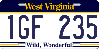 WV license plate 1GF235
