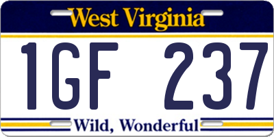 WV license plate 1GF237