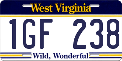 WV license plate 1GF238
