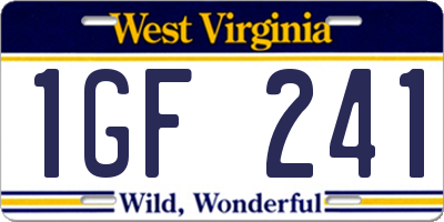 WV license plate 1GF241