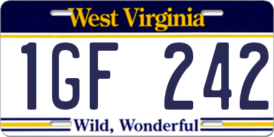 WV license plate 1GF242