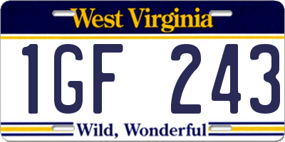 WV license plate 1GF243