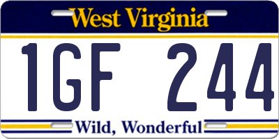 WV license plate 1GF244