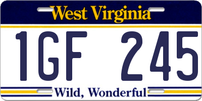 WV license plate 1GF245