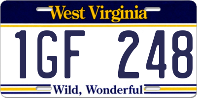WV license plate 1GF248