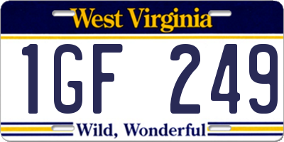 WV license plate 1GF249