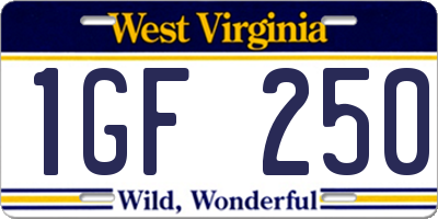 WV license plate 1GF250