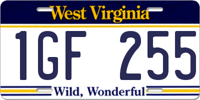 WV license plate 1GF255
