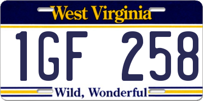 WV license plate 1GF258