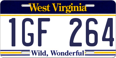 WV license plate 1GF264