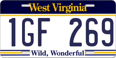 WV license plate 1GF269