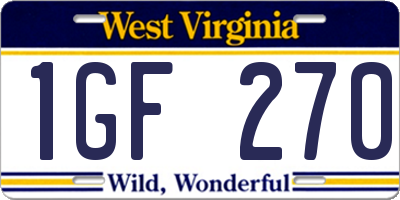 WV license plate 1GF270
