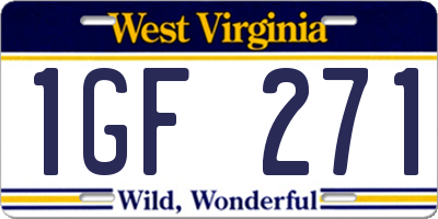 WV license plate 1GF271