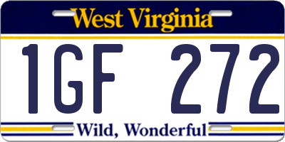 WV license plate 1GF272