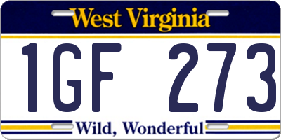 WV license plate 1GF273