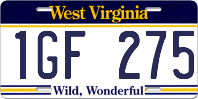 WV license plate 1GF275