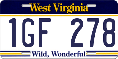 WV license plate 1GF278