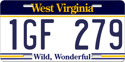 WV license plate 1GF279