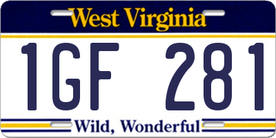 WV license plate 1GF281